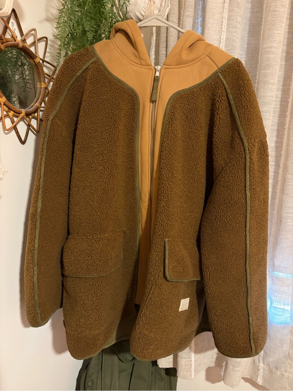 Urban Outfitters Brown & Tan Teddy Fleece Zip Hoodie Jacket